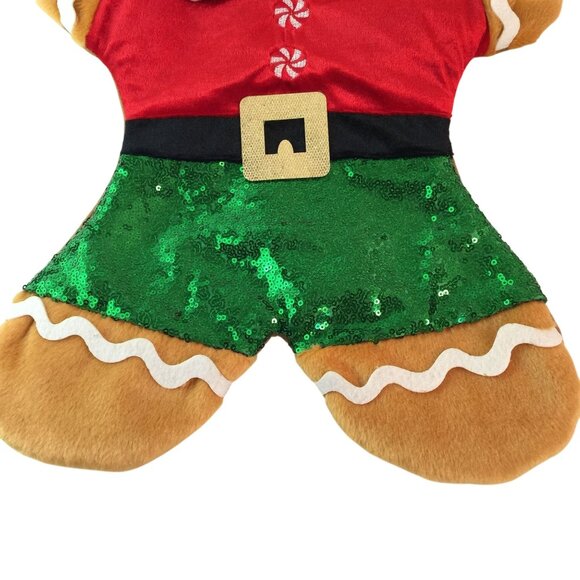 Macys Holiday Lane Gingerbread Man Christmas Stockings Sparkle Sequins NWT - Picture 5 of 8